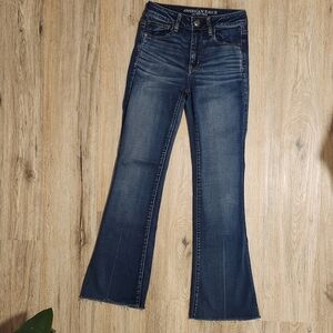 American Eagle Hi-Rise Slim Flare Blue Jeans Size 2 Long